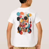 ジオメトリックキャンバス:抽象芸術線と円の子 Tシャツ (裏面)