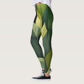 ジオメトリックグリーンリーフオールオーバープリントレギンス レギンス (左)