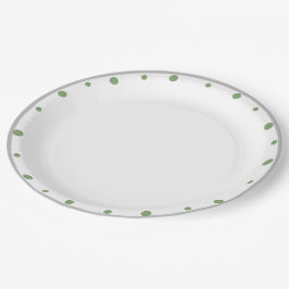 ジオメトリックグレーグリーン水玉模様 ペーパープレート