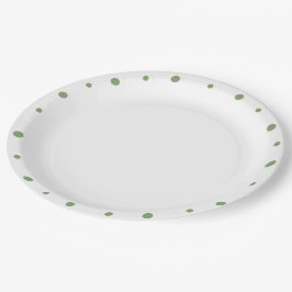 ジオメトリックグレーソフトグリーン水玉模様トリム ペーパープレート