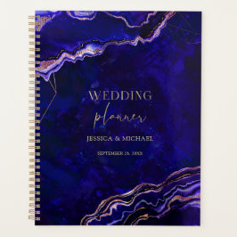 ジオメトリックゲード深いブルーバラ金ゴールド結婚ゲート プランナー手帳