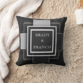 ジオメトリックコントラストエレガントレイヤ結婚ブラック クッション (ブランケット)