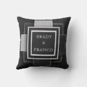 ジオメトリックコントラストエレガントレイヤ結婚ブラック クッション (裏面)