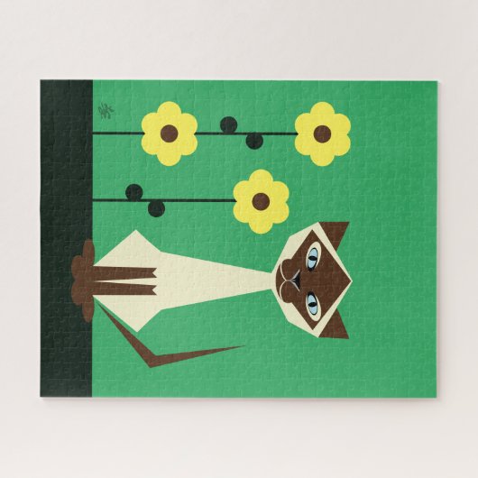 ジオメトリックサイアムキャットデザインジグソーパズル ジグソーパズル (横)