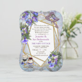 ジオメトリックジャカランダ花ブリデメイドパーティー 招待状 (スタンド正面)