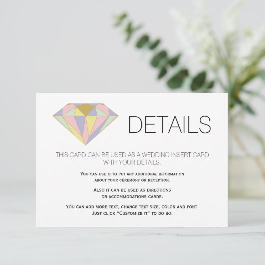 ジオメトリックジュエル結婚宝石の詳細挿入 エンクロージャーカード (スタンド正面)