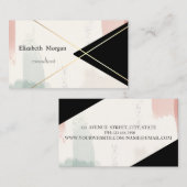 ジオメトリックストライプ金ゴールド、水彩ブラシストローク 名刺 (正面/裏面)