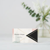 ジオメトリックストライプ金ゴールド、水彩ブラシストローク 名刺 (スタンド正面)