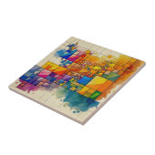 ジオメトリックセラミックタイル、小（4.25インチx 4.25インチ） タイル (側面)