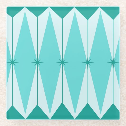 ジオメトリックダイヤモンド&スターバストガラスコースター ガラスコースター (正面)