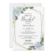 ジオメトリックダスティブルーフローラ仮想ブライダルシャワー