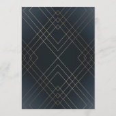 ジオメトリックダークネイビー金ゴールドギャツビー結婚式招待状 招待状 (裏面)