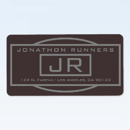 ジオメトリックダークブラウン&グレー差出人住所 ラベル