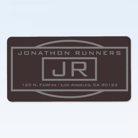 ジオメトリックダークブラウン&グレー差出人住所 ラベル