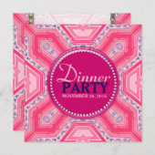 ジオメトリックテクピンク薄紫ディナーパーティの招待状 招待状 (正面/裏面)
