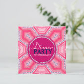 ジオメトリックテクピンク薄紫ディナーパーティの招待状 招待状 (スタンド正面)