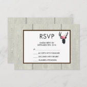 ジオメトリックディアヘッド(フローラクラウン付き素朴RSVP) 出欠カード (正面/裏面)