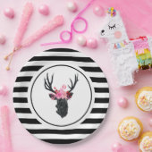 ジオメトリックディアヘッド、フローラクラウン ペーパープレート (パーティー)