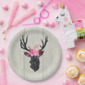 ジオメトリックディアヘッド、フローラクラウン ペーパープレート (パーティー)