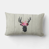 ジオメトリックディアヘッド、フローラクラウン ランバークッション (裏面)