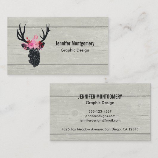 ジオメトリックディアヘッド、フローラクラウン 名刺 (正面/裏面)