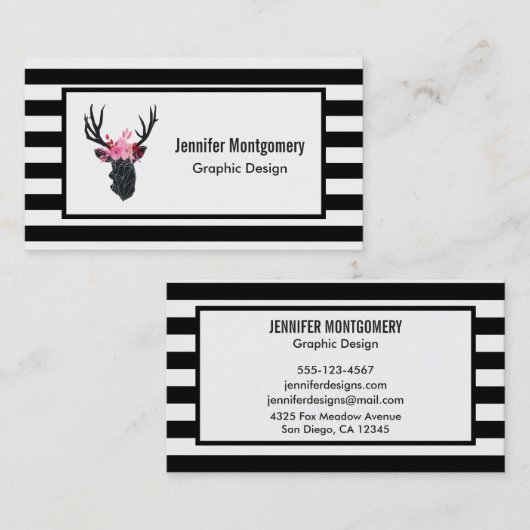 ジオメトリックディアヘッド、フローラクラウン 名刺 (正面/裏面)