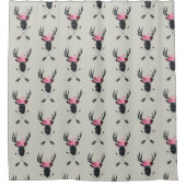 ジオメトリックディアヘッド（花と十字矢印あり） シャワーカーテン (正面)