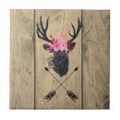 ジオメトリックディアヘッド(花と十字矢印あり) タイル (正面)