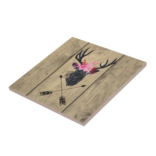 ジオメトリックディアヘッド(花と十字矢印あり) タイル (側面)