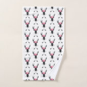 ジオメトリックディアヘッド（花と十字矢印あり） バスタオルセット (ハンドタオル)