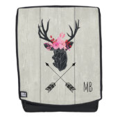 ジオメトリックディアヘッド（花と十字矢印あり） バックパック (正面)