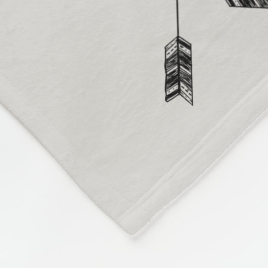 ジオメトリックディアヘッド(花と十字矢印あり) フリースブランケット (角)