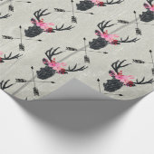 ジオメトリックディアヘッド（花と十字矢印あり） ラッピングペーパー (角)