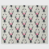 ジオメトリックディアヘッド（花と十字矢印あり） ラッピングペーパー (フラット)