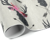 ジオメトリックディアヘッド（花と十字矢印あり） ラッピングペーパー (ロールコーナー)