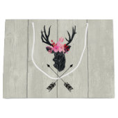 ジオメトリックディアヘッド（花と十字矢印あり） ラージペーパーバッグ (正面)