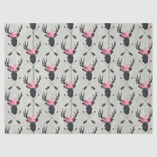 ジオメトリックディアヘッド（花と十字矢印あり） 薄葉紙 (正面)