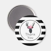 ジオメトリックディアヘッドB&Wストライプサンキュー マグネット (正面/裏面)