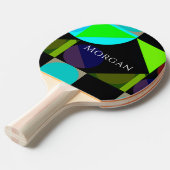 ジオメトリックデザイン、名前、ブルーブラックティール（緑がかった色）グリーン、Vs2 卓球ラケット (正面アングル)