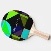 ジオメトリックデザイン、名前、ブルーブラックティール（緑がかった色）グリーン、Vs2 卓球ラケット (横)