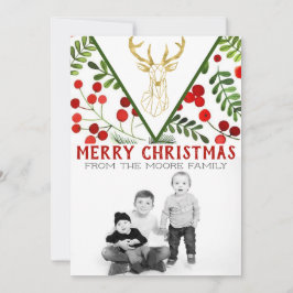 ジオメトリックトナカイのフォトクリスマスカード シーズンカード