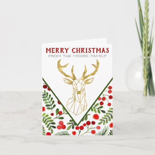 ジオメトリックトナカイ折り畳みクリスマスカ空白のード –  シーズンカード (正面)