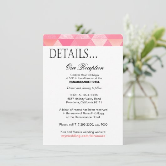 ジオメトリックトライアングル 受付詳細 | ピンク マウベ エンクロージャーカード (スタンド正面)