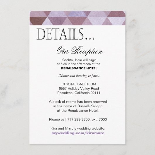 ジオメトリックトライアングル 受付詳細 | ペリウィンクル エンクロージャーカード (正面)