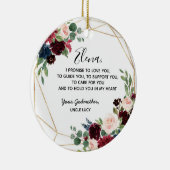 ジオメトリックネイビーブルゴーニュフローラゴッドファープロミツ セラミックオーナメント (右)