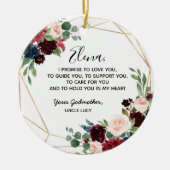 ジオメトリックネイビーブルゴーニュフローラゴッドファープロミツ セラミックオーナメント (正面)