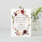 ジオメトリックネイビーブルゴーニュフローラリハーサルディナー 招待状 (スタンド正面)