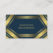 ジオメトリックネイビーブルーと金ゴールドストライププロフェッショナル 名刺 (正面)