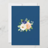 ジオメトリックネイビーブルーピーチコーラル結婚フローラ 招待状 (裏面)