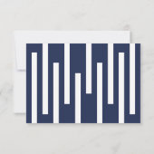 ジオメトリックネイビーブルーホワイトメニュー選択ウェディングRSVP 出欠カード (裏面)